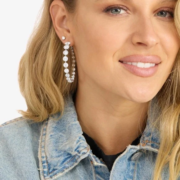 She's an Icon Hoops 2" Silver|White Diamondettes by Melinda Maria - Picture 4 of 15